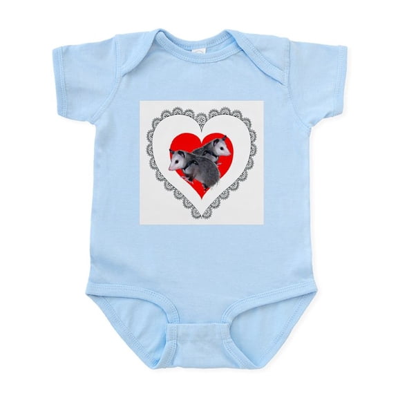 CafePress - Possum Valentines Day Heart Infant Bodysuit - Baby Light Bodysuit, Size Newborn - 24 Months