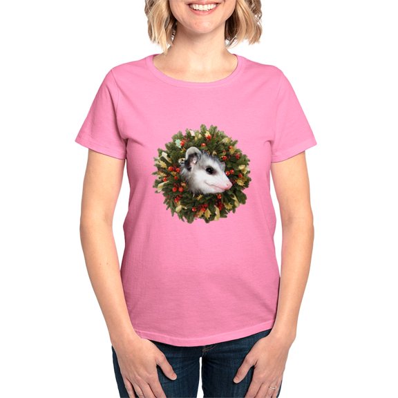 CafePress - Possum Wreath Women's Dark T Shirt - Women's Traditional Fit Dark T-Shirt
