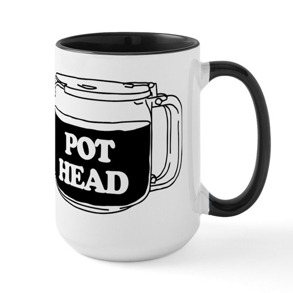 CafePress - Pot Head 15 Oz Ceramic Mug - 15 oz Ceramic Large White Novelty Mug