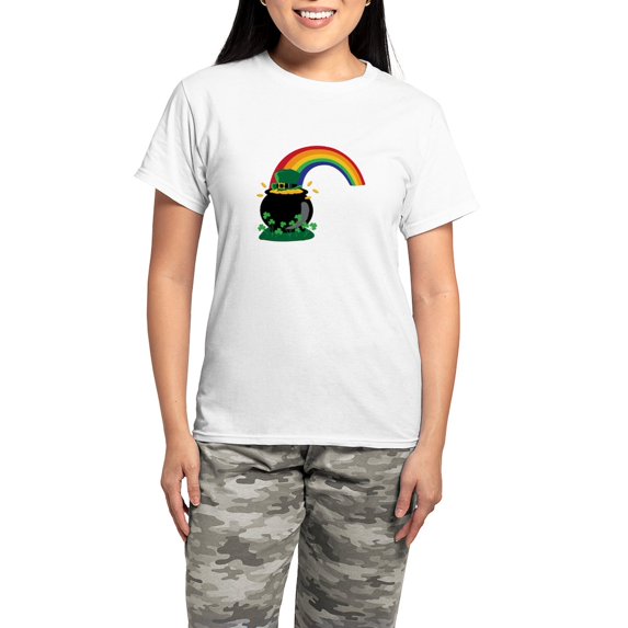 CafePress - Pot O Gold Rainbow Pajamas - Women's Short Sleeve Print T-Shirt and Pants Light Cotton Pajama Set