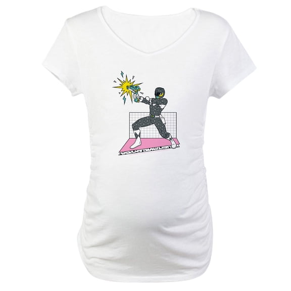 CafePress - Power Rangers Black Rang Women's Maternity T Shirt - Cotton Maternity T-shirt, Cute & Funny Pregnancy Tee