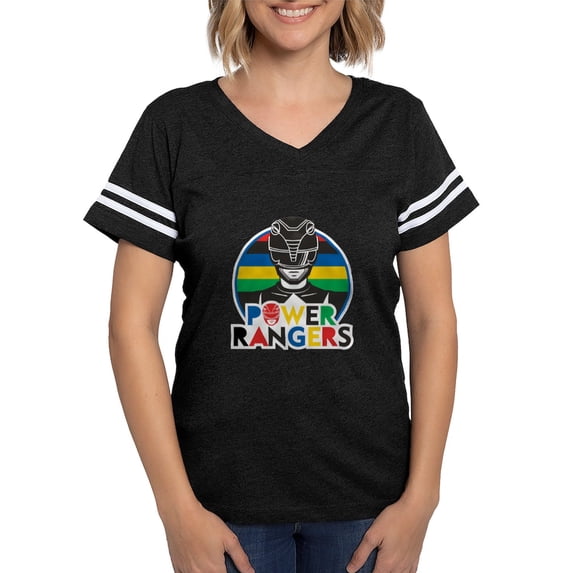 CafePress - Power Rangers Black Range Women's Football T Shirt - Womens Football Shirt