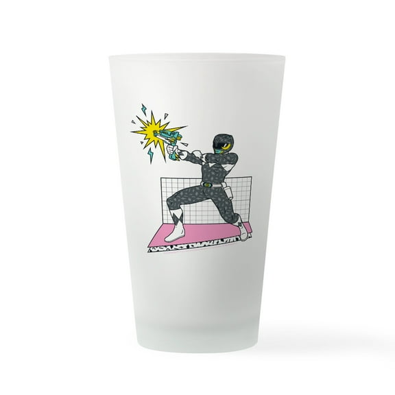 CafePress - Power Rangers Black Ranger Blasting - Pint Glass, Drinking Glass, 16 oz. CafePress