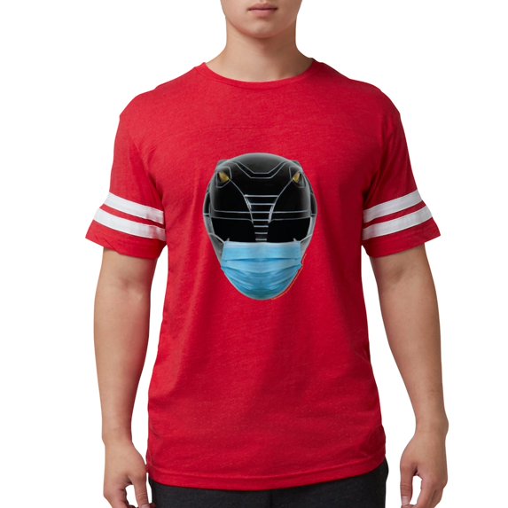 CafePress - Power Rangers Black Ranger Men's Football T Shirt - Mens Football Shirt