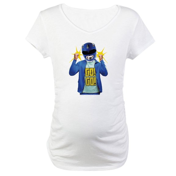 CafePress - Power Rangers Blue Range Women's Maternity T Shirt - Cotton Maternity T-shirt, Cute & Funny Pregnancy Tee
