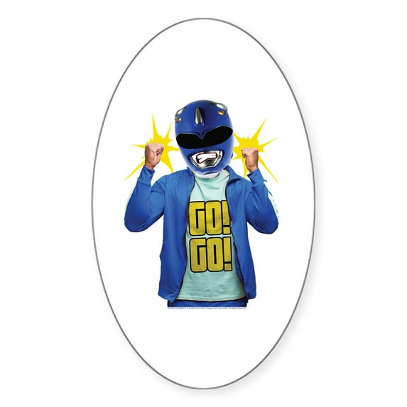 CafePress - Power Rangers Blue Ranger Go! Go! - Sticker (Oval)