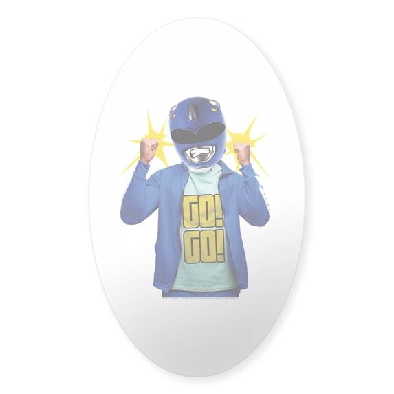 CafePress - Power Rangers Blue Ranger Go! Go! - Sticker (Oval)