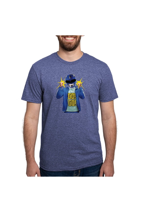 - Power Rangers Blue Ranger Go! Men's Deluxe T Shirt - Mens Tri-blend T-Shirt