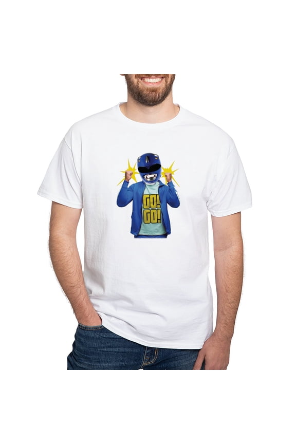 - Power Rangers Blue Ranger Go! Men's Value T Shirt - Men's White Classic Cotton T-Shirts