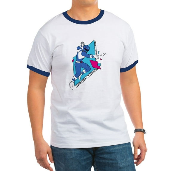 CafePress - Power Rangers Blue Ranger Pun Men's Ringer T Shirt - 100% Cotton Ringed T-Shirt