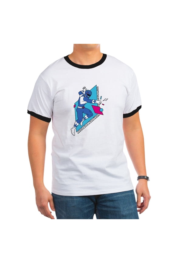 - Power Rangers Blue Ranger Pun Men's Ringer T Shirt - 100% Cotton Ringed T-Shirt