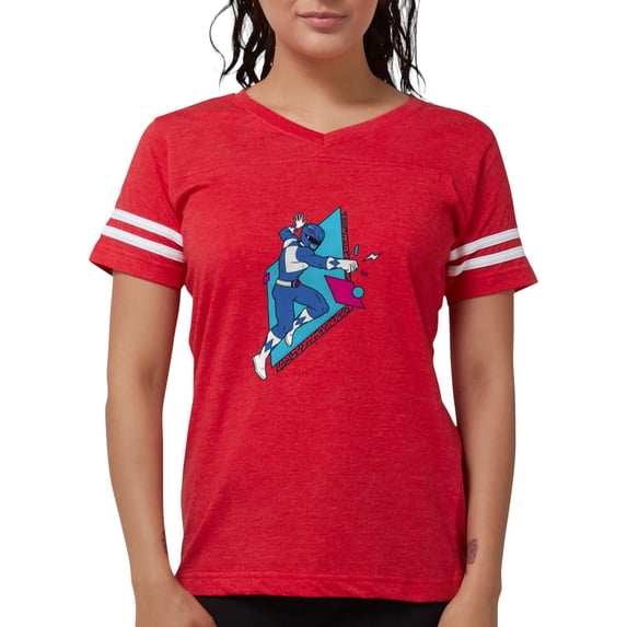 CafePress - Power Rangers Blue Ranger Women's Football T Shirt - Womens Football Shirt
