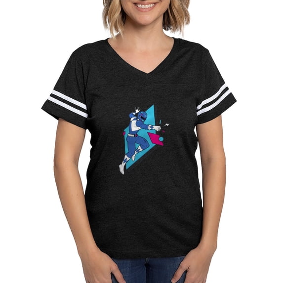CafePress - Power Rangers Blue Ranger Women's Football T Shirt - Womens Football Shirt
