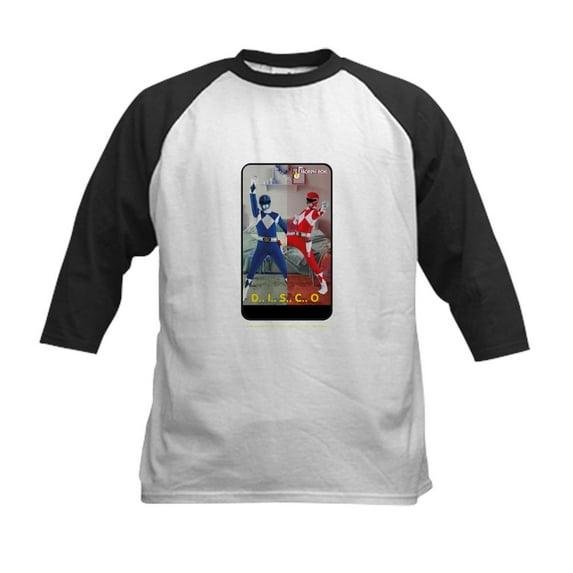 CafePress - Power Rangers Disco Kids Baseball T Shirt - Kids Cotton Baseball Jersey, 3/4 Sleeve Shirt