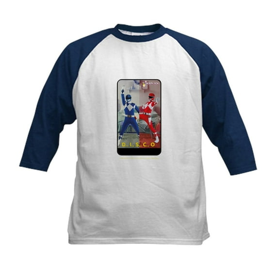CafePress - Power Rangers Disco Kids Baseball T Shirt - Kids Cotton Baseball Jersey, 3/4 Sleeve Shirt