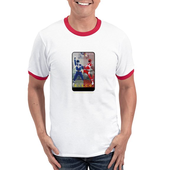 CafePress - Power Rangers Disco Men's Ringer T Shirt - 100% Cotton Ringed T-Shirt