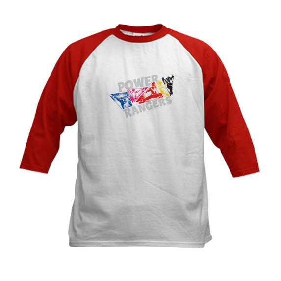 CafePress - Power Rangers Hero Poses Kids Baseball T Shirt - Kids Cotton Baseball Jersey, 3/4 Sleeve Shirt