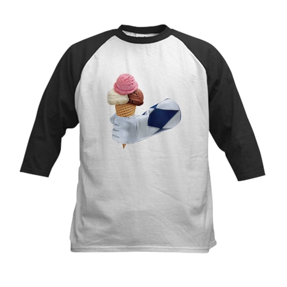 CafePress - Power Rangers Holding Ice Cr Kids Baseball T Shirt - Kids Cotton Baseball Jersey, 3/4 Sleeve Shirt