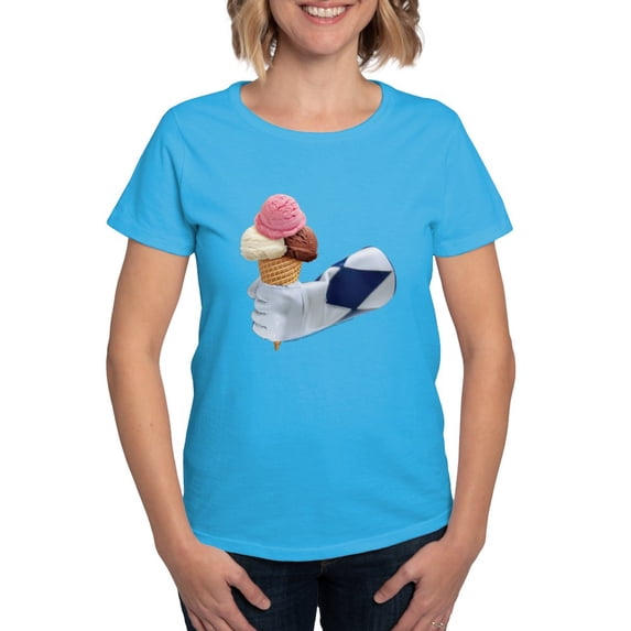 CafePress - Power Rangers Holding Ice Cr Women's Value T Shirt - Women's Traditional Fit Dark T-Shirt