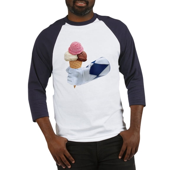 CafePress - Power Rangers Holding Ice Cre - Cotton Baseball Jersey, 3/4 Raglan Sleeve Shirt