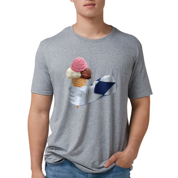 CafePress - Power Rangers Holding Ice Cre Men's Deluxe T Shirt - Mens Tri-blend T-Shirt