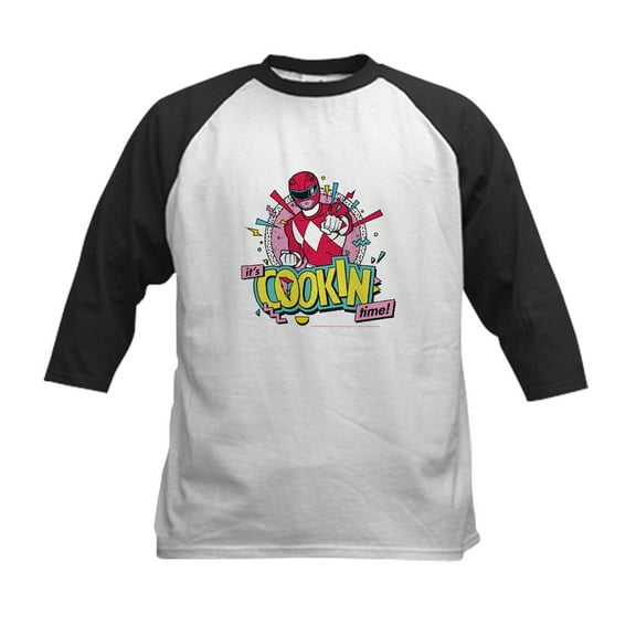 CafePress - Power Rangers It's Cookin Ti Kids Baseball T Shirt - Kids Cotton Baseball Jersey, 3/4 Sleeve Shirt