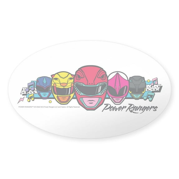 CafePress - Power Rangers Linear Helmets - Sticker (Oval)