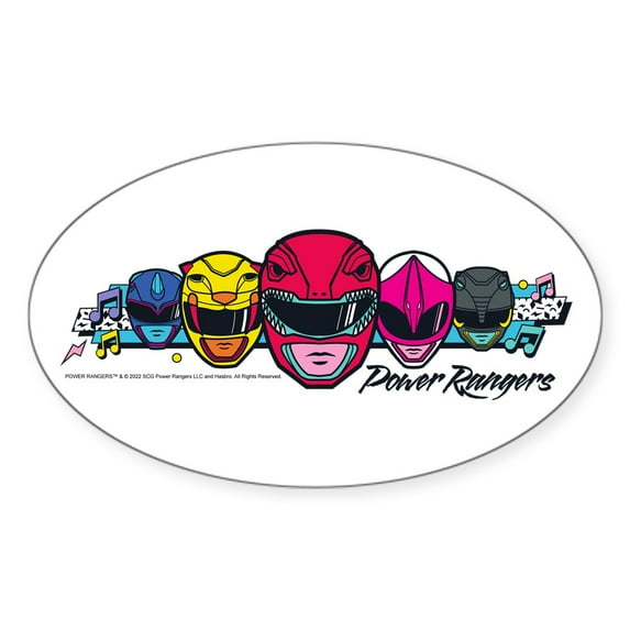 CafePress - Power Rangers Linear Helmets - Sticker (Oval)