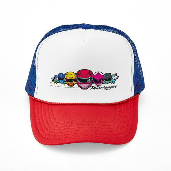 CafePress - Power Rangers Linear Helmets - Adjustable Unisex Printed Trucker Hat with Mesh Back