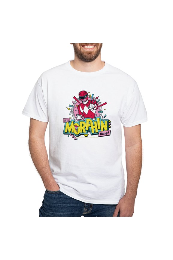- Power Rangers Morphin Time Men's Value T Shirt - Men's White Classic Cotton T-Shirts