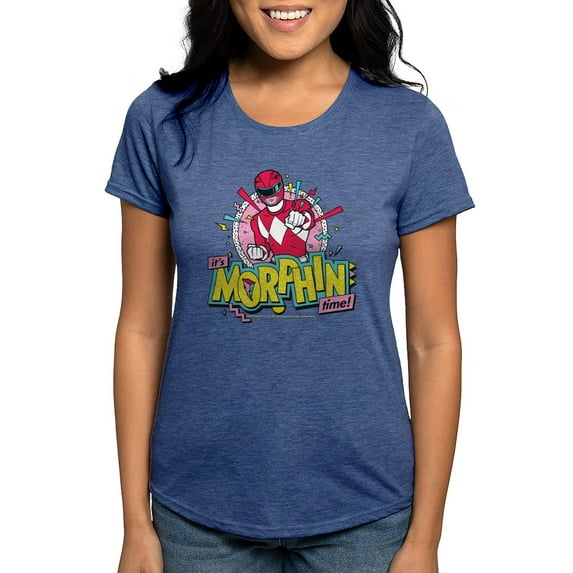 CafePress - Power Rangers Morphin Time Women's Deluxe T Shirt - Womens Tri-blend T-Shirt