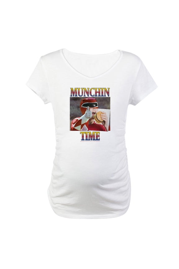 - Power Rangers Munchin Ti Women's Maternity T Shirt - Cotton Maternity T-shirt, Cute & Funny Pregnancy Tee