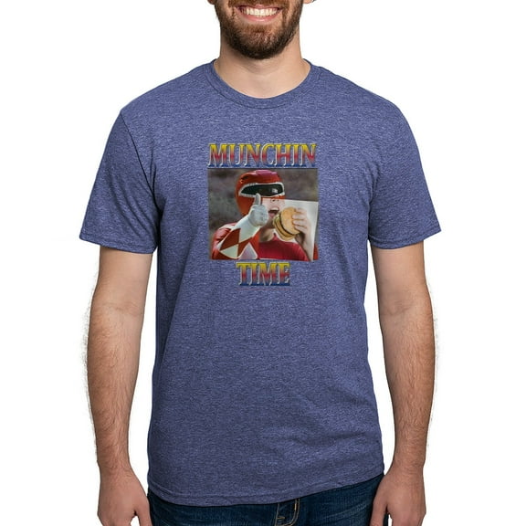CafePress - Power Rangers Munchin Time Men's Deluxe T Shirt - Mens Tri-blend T-Shirt