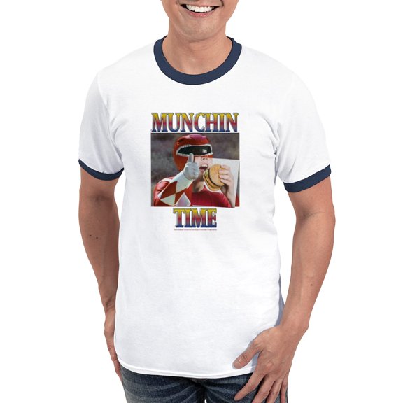 CafePress - Power Rangers Munchin Time Men's Ringer T Shirt - 100% Cotton Ringed T-Shirt