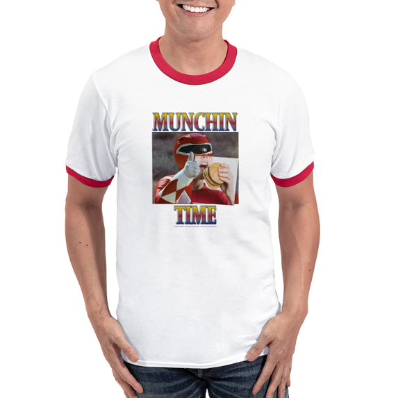CafePress - Power Rangers Munchin Time Men's Ringer T Shirt - 100% Cotton Ringed T-Shirt