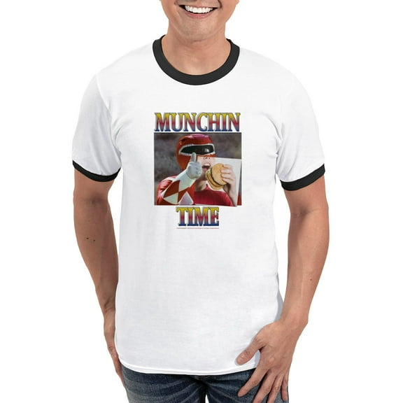 CafePress - Power Rangers Munchin Time Men's Ringer T Shirt - 100% Cotton Ringed T-Shirt