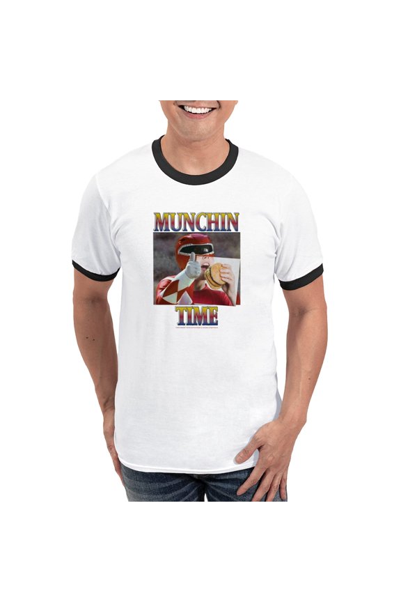 - Power Rangers Munchin Time Men's Ringer T Shirt - 100% Cotton Ringed T-Shirt
