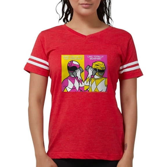 CafePress - Power Rangers On Their Ce Women's Football T Shirt - Womens Football Shirt