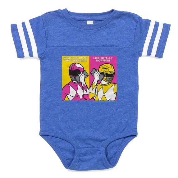 CafePress - Power Rangers On Their Cell - Cute Infant Baby Football Bodysuit