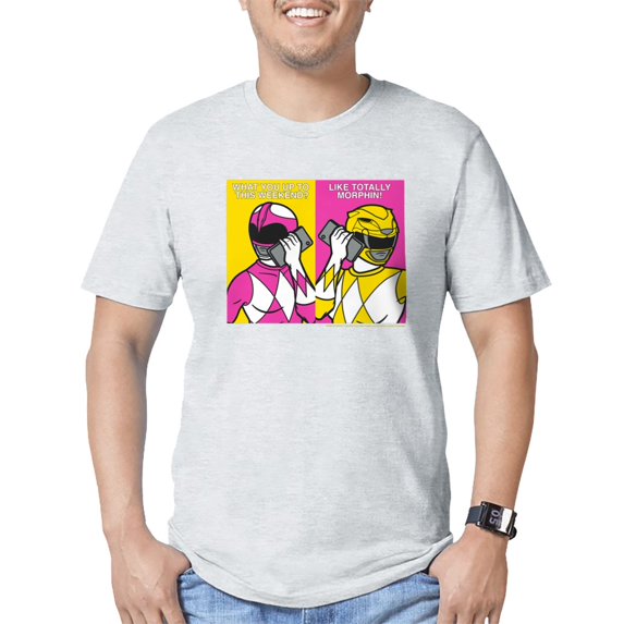 CafePress - Power Rangers On Their Cell Men's Classic T Shirt - Fitted T-Shirt, Vintage Fit Soft Cotton Tee
