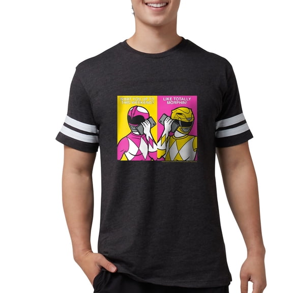CafePress - Power Rangers On Their Cell Men's Football T Shirt - Mens Football Shirt