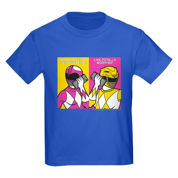 CafePress - Power Rangers On Their Cell Phones Kids T Shirt - Dark T-Shirt Kids XS-XL