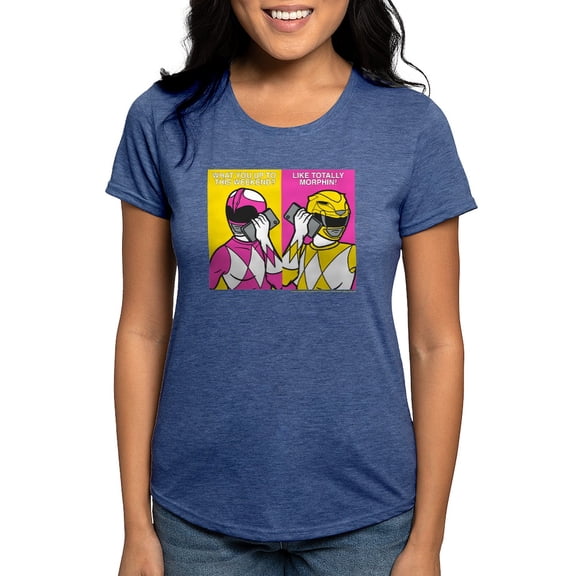 CafePress - Power Rangers On Their Cell Women's Deluxe T Shirt - Womens Tri-blend T-Shirt