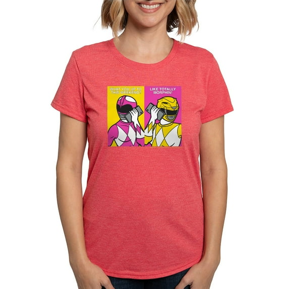 CafePress - Power Rangers On Their Cell Women's Deluxe T Shirt - Womens Tri-blend T-Shirt