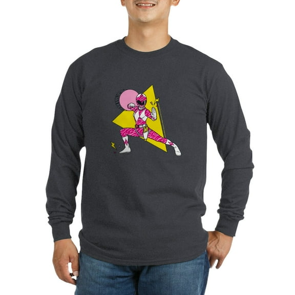 CafePress - Power Rangers Pink Range Men's Long Sleeve T Shirt - Long Sleeve Dark T-Shirt