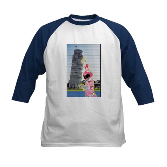 CafePress - Power Rangers Pink Ranger At Kids Baseball T Shirt - Kids Cotton Baseball Jersey, 3/4 Sleeve Shirt
