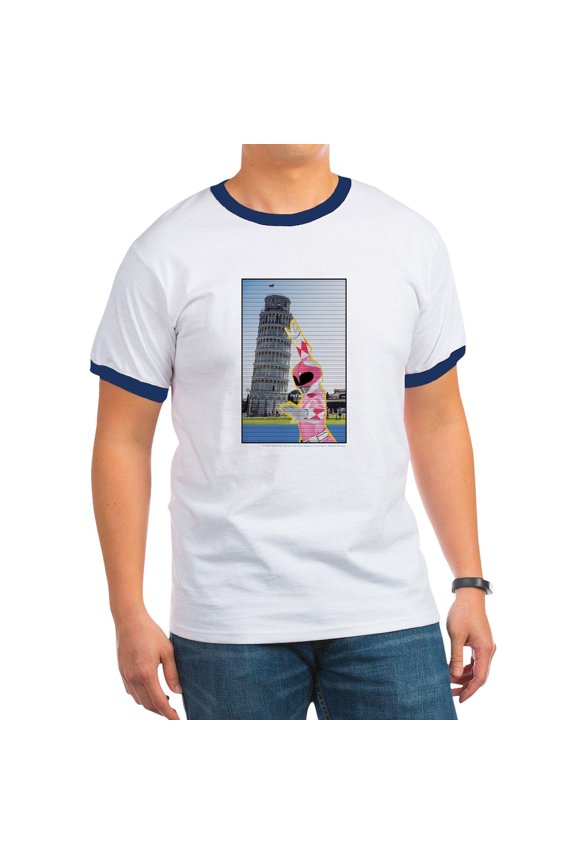 - Power Rangers Pink Ranger At Men's Ringer T Shirt - 100% Cotton Ringed T-Shirt