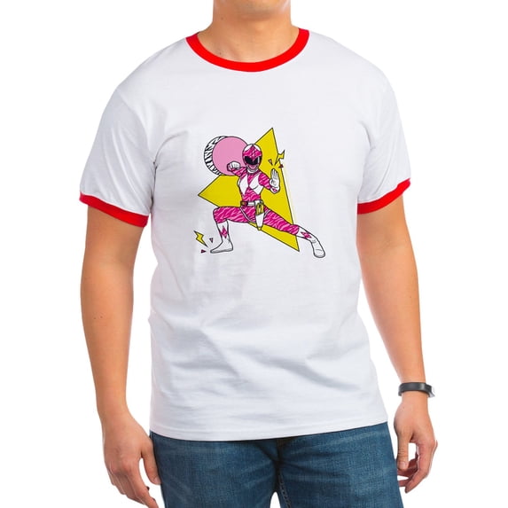 CafePress - Power Rangers Pink Ranger Def Men's Ringer T Shirt - 100% Cotton Ringed T-Shirt