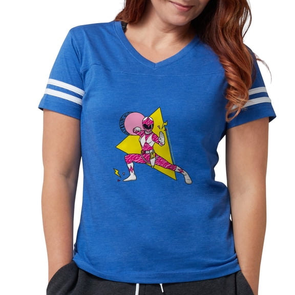 CafePress - Power Rangers Pink Ranger Women's Football T Shirt - Womens Football Shirt