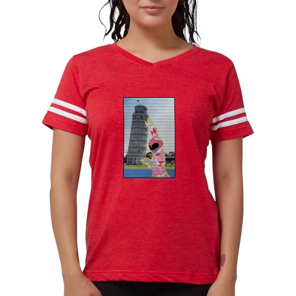 CafePress - Power Rangers Pink Ranger Women's Football T Shirt - Womens Football Shirt